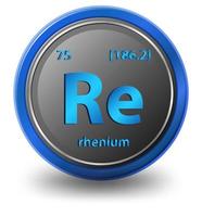 rhenium scheikundig element. chemisch symbool met atoomnummer en atoommassa. vector