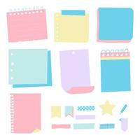 set stickers, zelfklevend gekleurd papier voor notities en herinneringen. vector illustratie