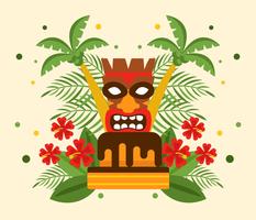 Polynesische verjaardag met Tiki Vector