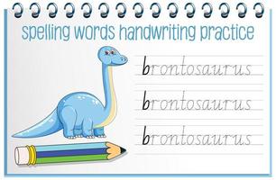 spelling woorden dinosaurus handschrift oefenblad vector