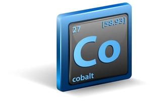 kobalt scheikundig element. chemisch symbool met atoomnummer en atoommassa. vector