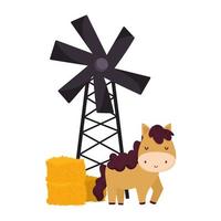 boerderijdieren paard windmolen hooi cartoon vector