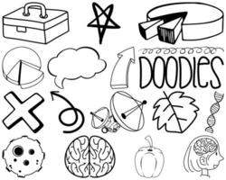 set item en symbool hand getrokken doodle vector