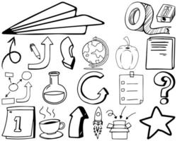 set item en symbool hand getrokken doodle vector