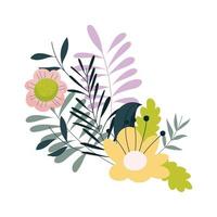 bloemen bladeren gebladerte natuur decoratie geïsoleerde pictogram vector