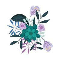 bloemen bladeren gebladerte natuur decoratie geïsoleerde pictogram vector