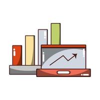 zakelijke financiële laptop statistieken groei pijl pictogram geïsoleerde ontwerp schaduw vector