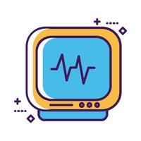 cardiologie ekg machinelijn en vulstijl vector