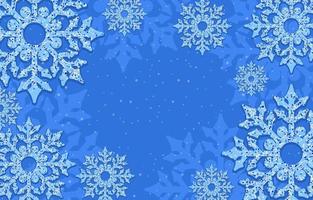 blauwe achtergrond bezaaid met sneeuwvlokken vector