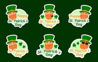 schattige leprechaun st patrick's day stickercollectie vector