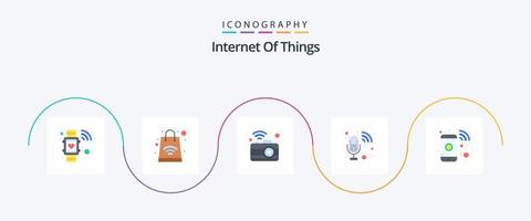 internet van dingen vlak 5 icoon pak inclusief telefoon. geluid. communicatie. recorder. audio vector