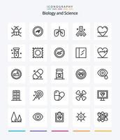 creatief biologie 25 schets icoon pak zo net zo biochemie. laboratorium. biologie. hart. ritme vector