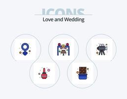 bruiloft lijn gevulde icoon pak 5 icoon ontwerp. liefde. valentijn. hart. liefde koffie. koffie vector