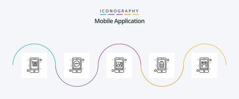 mobiel toepassing lijn 5 icoon pak inclusief amusement. mobiel. app. vol. app vector