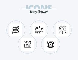 baby douche lijn icoon pak 5 icoon ontwerp. bad. baby. zuigeling. speelgoed. snoepgoed vector