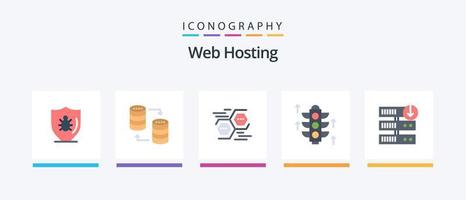 web hosting vlak 5 icoon pak inclusief server. rood. opslag. digitaal. gegevens. creatief pictogrammen ontwerp vector