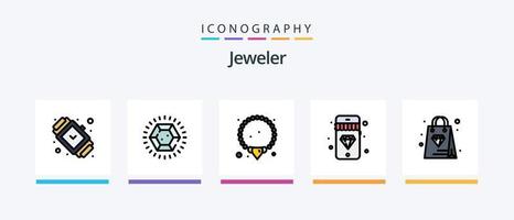 sieraden lijn gevulde 5 icoon pak inclusief ring. diamant. kijk maar accessoires. sieraden. oorbellen. creatief pictogrammen ontwerp vector