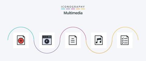 multimedia lijn gevulde vlak 5 icoon pak inclusief . tekst. Te doen. document vector