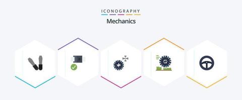 mechanica 25 vlak icoon pak inclusief . wrijving. . stuurinrichting vector