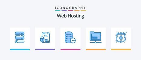 web hosting blauw 5 icoon pak inclusief opslag. map. ssl. gegevens. web. creatief pictogrammen ontwerp vector