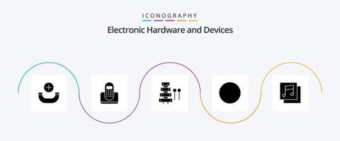 apparaten glyph 5 icoon pak inclusief media. Wifi. geluid. signaal. xylofoon vector