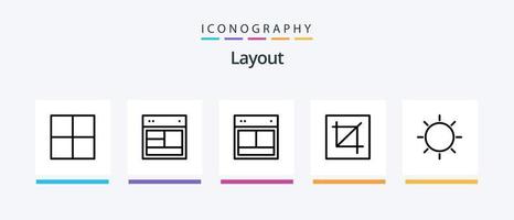 lay-out lijn 5 icoon pak inclusief tekenen. creëren. taart. draadframe. koppelingen. creatief pictogrammen ontwerp vector