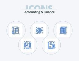 accounting en financiën blauw icoon pak 5 icoon ontwerp. focus. doelen. hypotheek. darts. verslag doen van vector