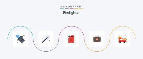 brandweerman vlak 5 icoon pak inclusief . brandweerman. riet. brand. dokter vector