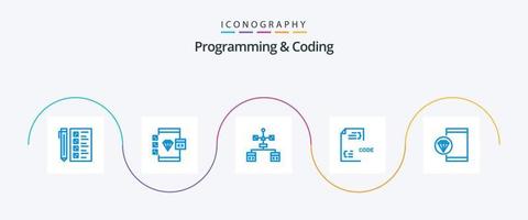 programmering en codering blauw 5 icoon pak inclusief ontwikkelen. app. ontwikkelen. document. ontwikkelen vector