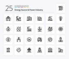 energie bron en macht industrie 25 lijn icoon pak inclusief industrie. stroom. natuur. energie . groen vector