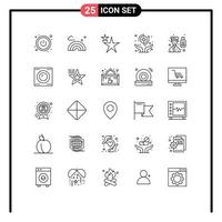 universeel icoon symbolen groep van 25 modern lijnen van professioneel klok jongen ster avatar verzekering bewerkbare vector ontwerp elementen