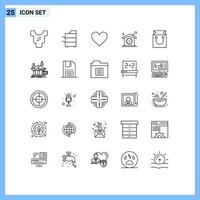 voorraad vector icoon pak van 25 lijn tekens en symbolen voor zak klok liefde tijd huis bewerkbare vector ontwerp elementen