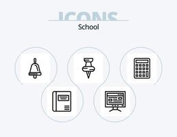 school- lijn icoon pak 5 icoon ontwerp. . markeerstift. onderwijs. pin. school- vector