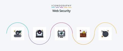 web veiligheid lijn gevulde vlak 5 icoon pak inclusief . bedreiging. markering. bom. bescherming vector