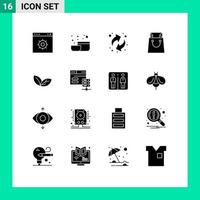 16 creatief pictogrammen modern tekens en symbolen van databank fabriek recycling blad boodschappen doen bewerkbare vector ontwerp elementen