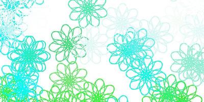 lichtgroene vector doodle textuur met bloemen.