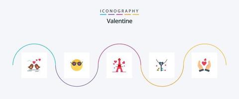 Valentijn vlak 5 icoon pak inclusief toren. dag. smiley. valentijnskaarten. gebruiker vector