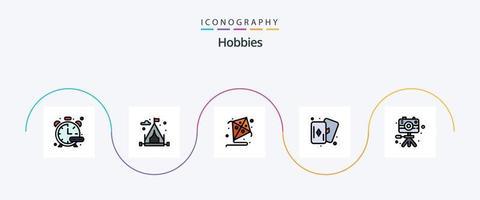 hobby's lijn gevulde vlak 5 icoon pak inclusief . hobby's. vlieg. afbeelding. kaart vector