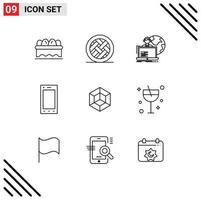 schets pak van 9 universeel symbolen van voxels telefoon uitbesteden ipad online bewerkbare vector ontwerp elementen