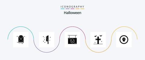 halloween glyph 5 icoon pak inclusief tuin. graf. moord. vleermuizen. pompoen vector