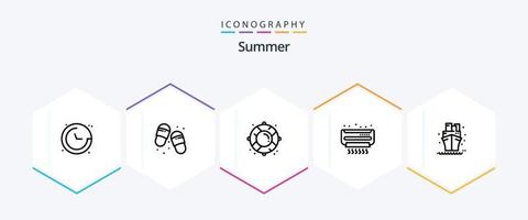 zomer 25 lijn icoon pak inclusief zee. zomer. boei. conditioner. ac vector