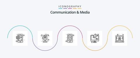 communicatie en media lijn 5 icoon pak inclusief laptop. te ontvangen. kaart. versturen. mail vector