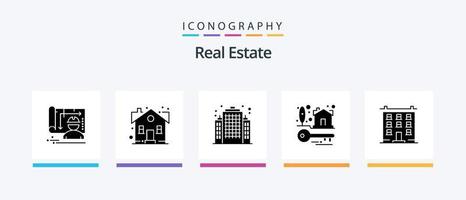 echt landgoed glyph 5 icoon pak inclusief gebouw. echt landgoed. eigendom. eigendom. huis sleutels. creatief pictogrammen ontwerp vector