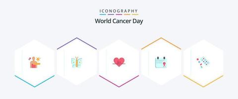 wereld kanker dag 25 vlak icoon pak inclusief pols. hart. vrijheid. bijv. kanker vector