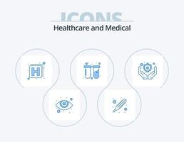 medisch blauw icoon pak 5 icoon ontwerp. . schild. teken. beschermen. laboratorium vector