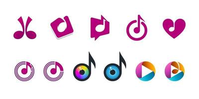 muzieknoot pictogrammen instellen muzikale logo ontwerpset vector