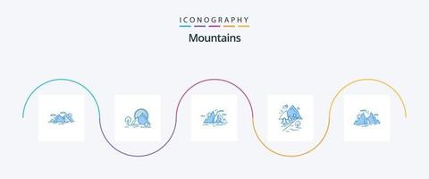 bergen blauw 5 icoon pak inclusief boom. water. landschap. berg. heuvel vector