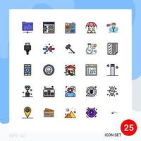 mobiel koppel gevulde lijn vlak kleur reeks van 25 pictogrammen van leerling risico film modern bedrijf bewerkbare vector ontwerp elementen