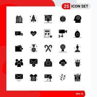 universeel icoon symbolen groep van 25 modern solide glyphs van vrachtauto hoofd presentatie gezicht wereldbol bewerkbare vector ontwerp elementen