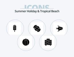 strand glyph icoon pak 5 icoon ontwerp. vis. strand. strand. zomer. strand vector